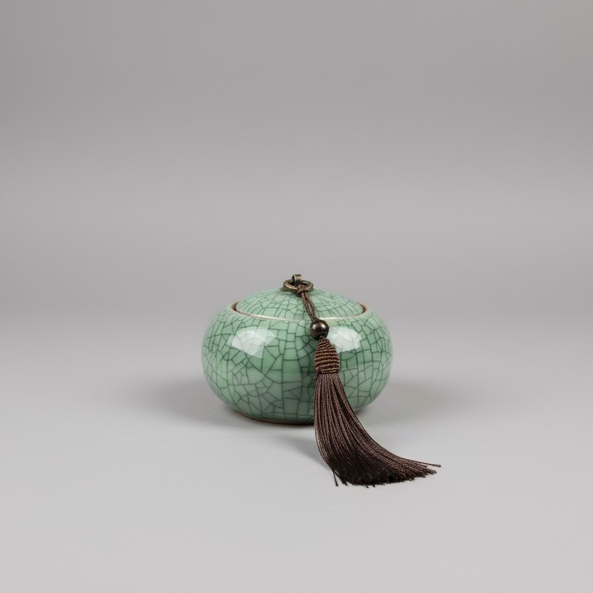 Craquelure Celadon Tea Canister Candle