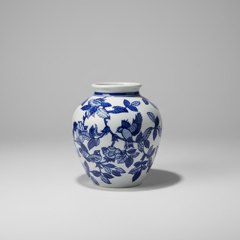 Blue & White Chinoiserie Wall Vase