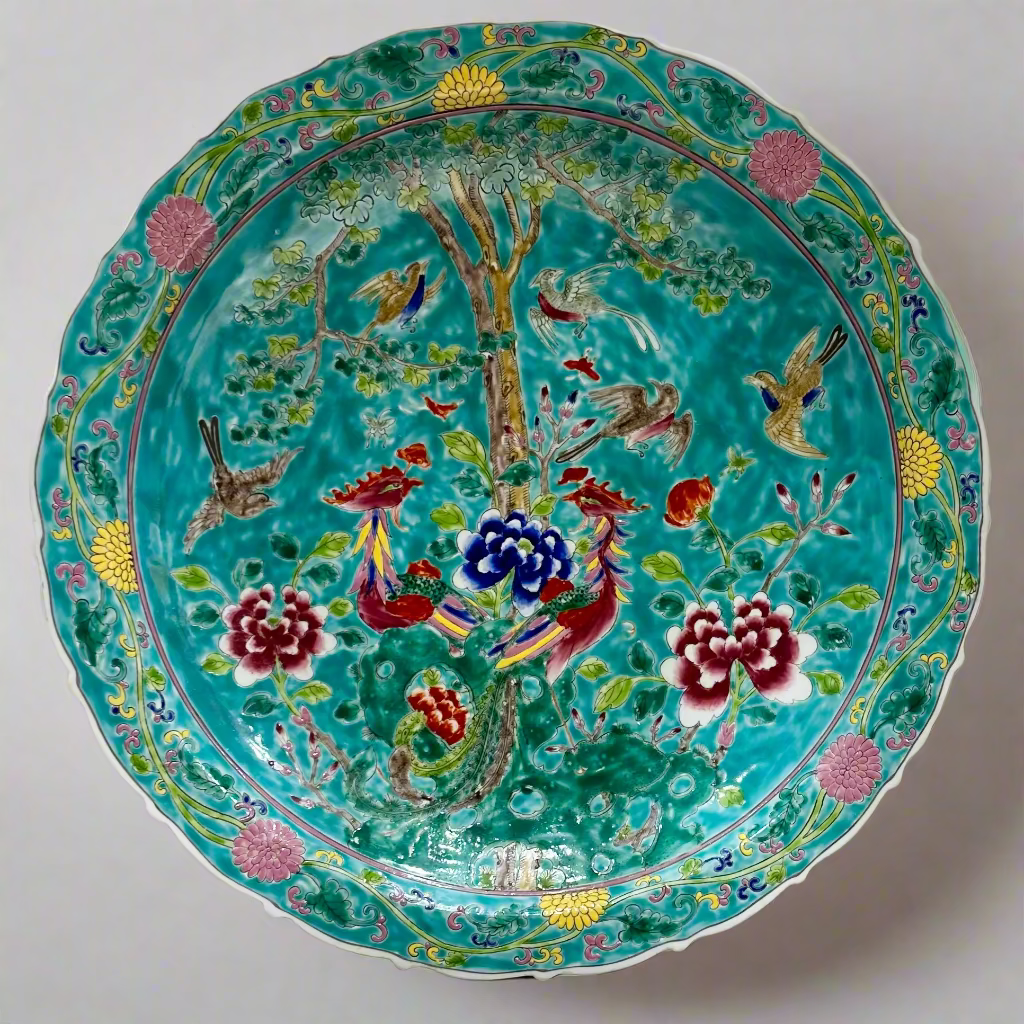 Turquoise Phoenix Peranakan Oversized Decorative Plate