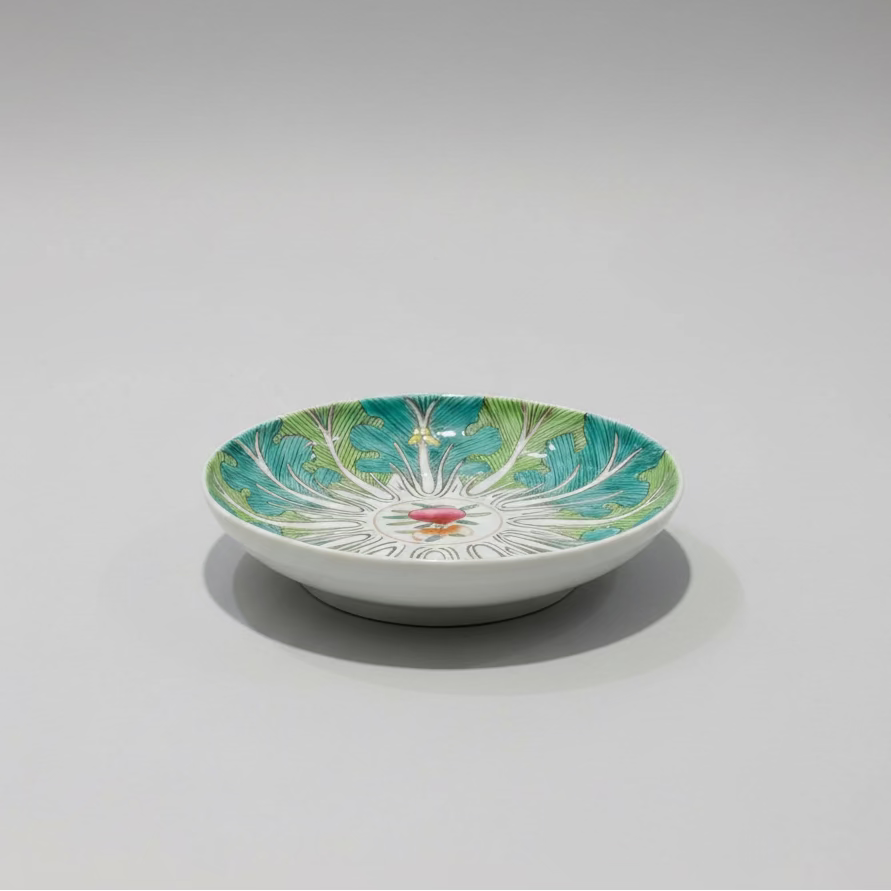 Hand-Painted Ceramic Peranakan Cabbage Leaf Turnip Dish