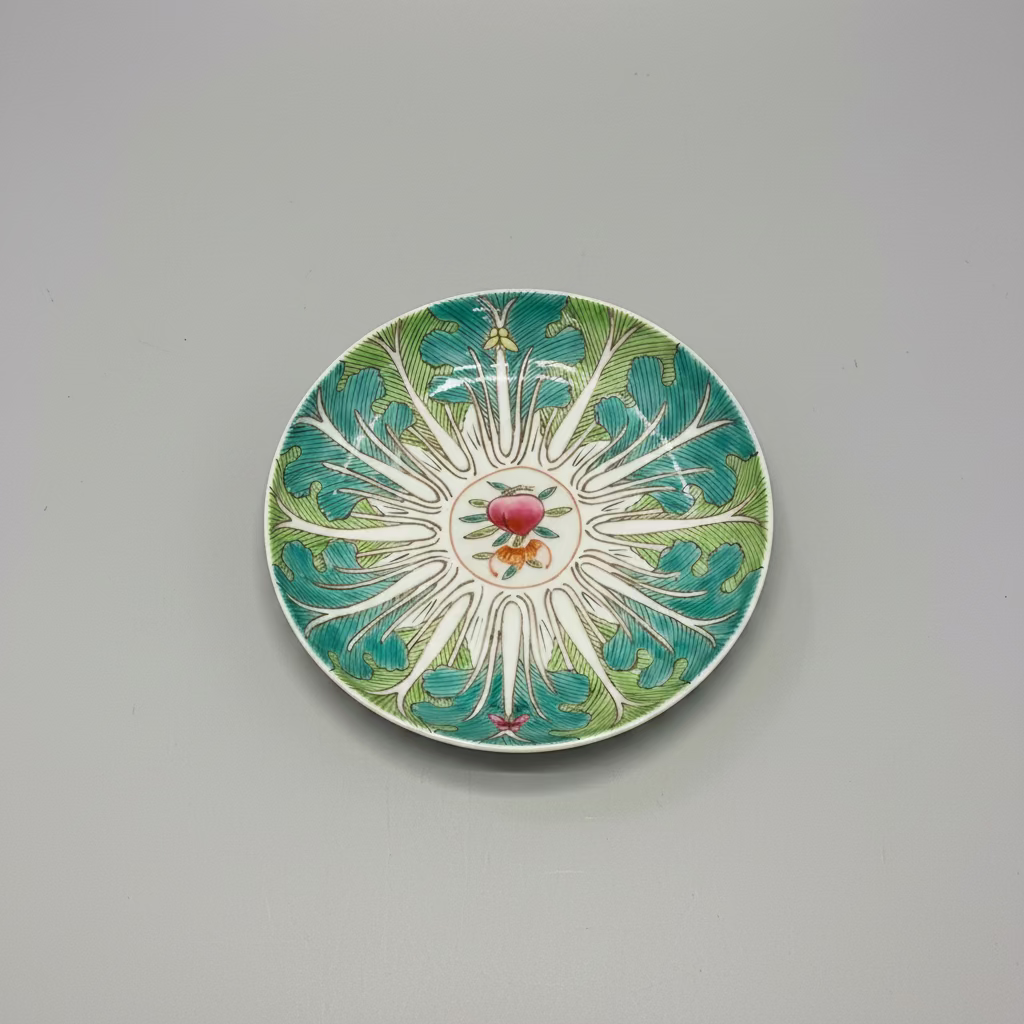 Hand-Painted Ceramic Peranakan Cabbage Leaf Turnip Dish