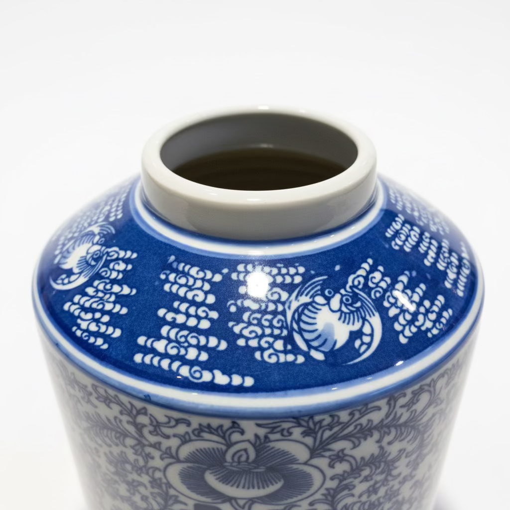 Blue & White Double Happiness Tea Jar