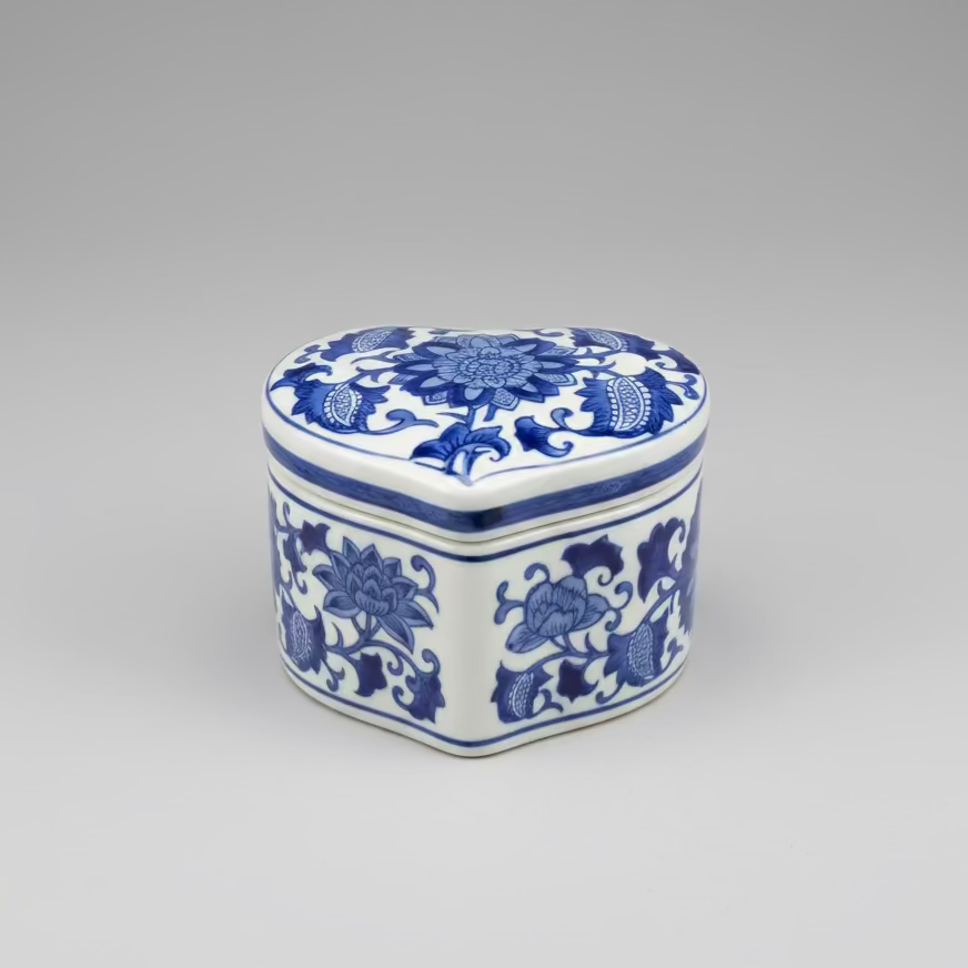 Ceramic Heart Shaped Trinket Box
