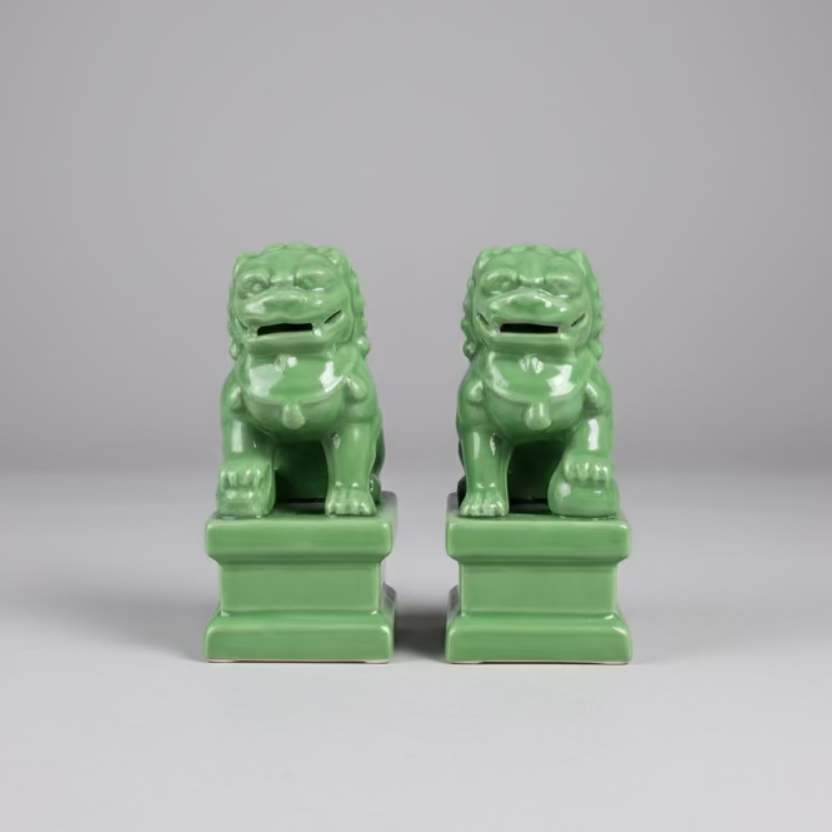 Ceramic Fu Lion Dogs - Pair