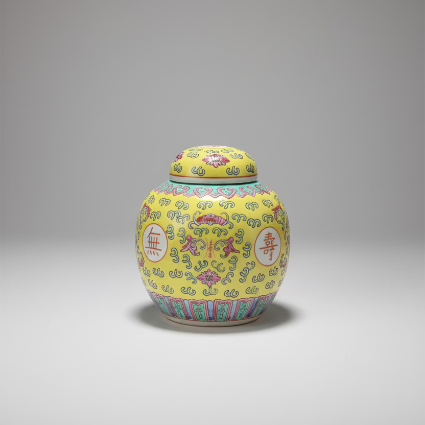 Colourful Ceramic Round Ginger Jar