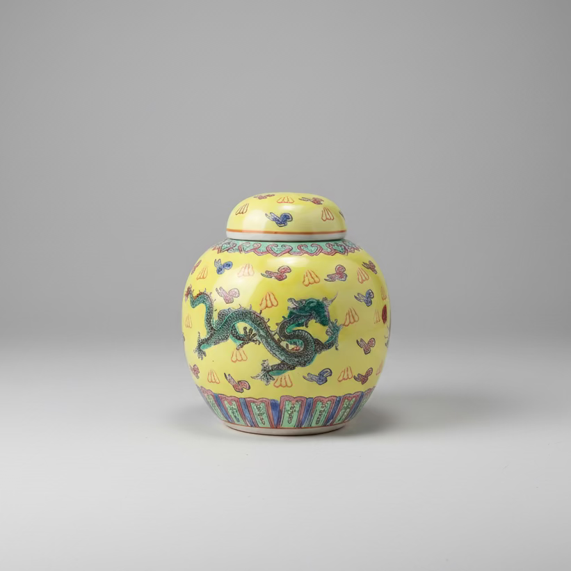 Colourful Ceramic Round Ginger Jar