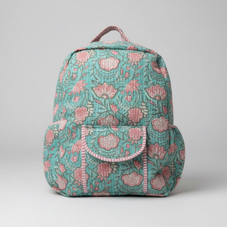 Indian Hand Block Printed Backpack