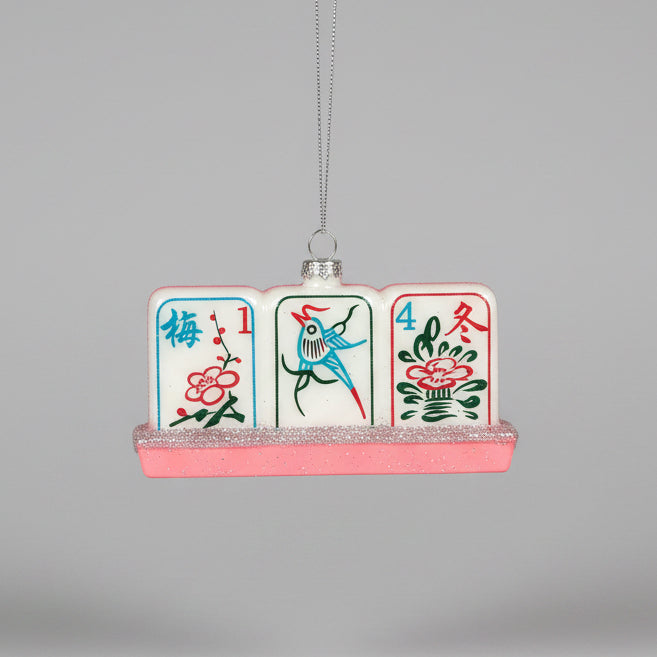 " Pink Mahjong Tiles " Asia Series Glass Hanging Ornament