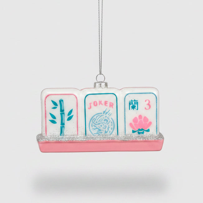 " Pink Mahjong Tiles " Joker Asia Series Glass Hanging Ornament