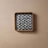 Blue Fish Shell Inlay Woven Rattan Serving Tray
