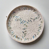 Blue & White Starburst Shell Inlay Round Serving Tray