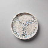 Blue & White Starburst Shell Inlay Round Serving Tray