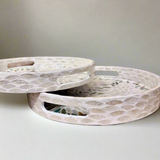 Blue & White Starburst Shell Inlay Round Serving Tray