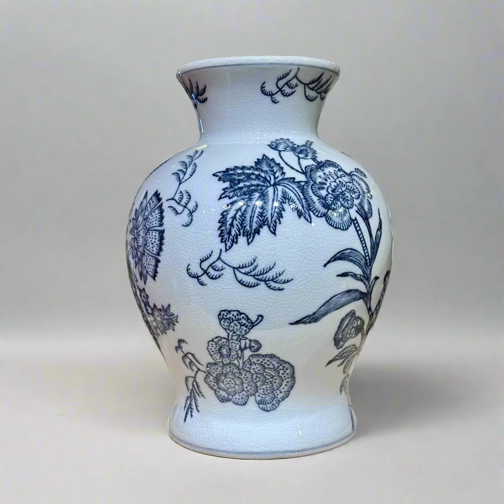Lara Flora Ceramic Vase - Vintage Grey