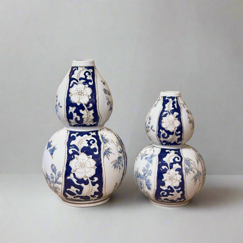Blue & White Double Gourd Ceramic Vase