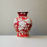 Lara Flora Ceramic Vase - Deep Rust Floral