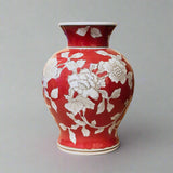 Lara Flora Ceramic Vase - Deep Rust Floral
