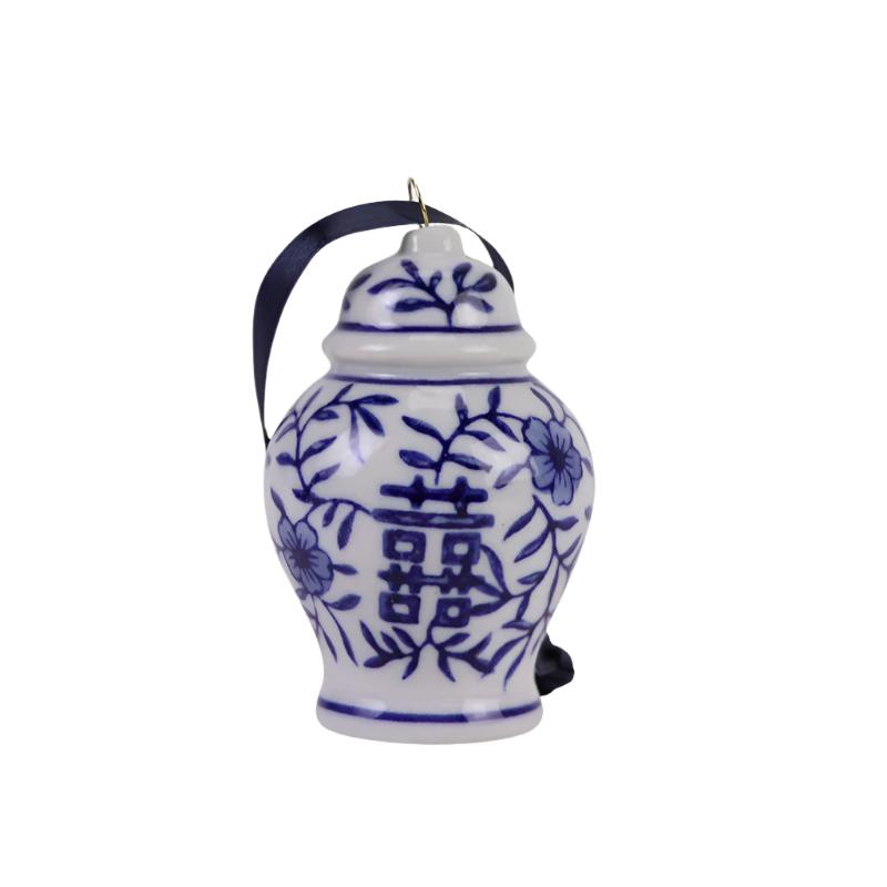 Blue Ceramic Ginger Jar Hanging Ornament