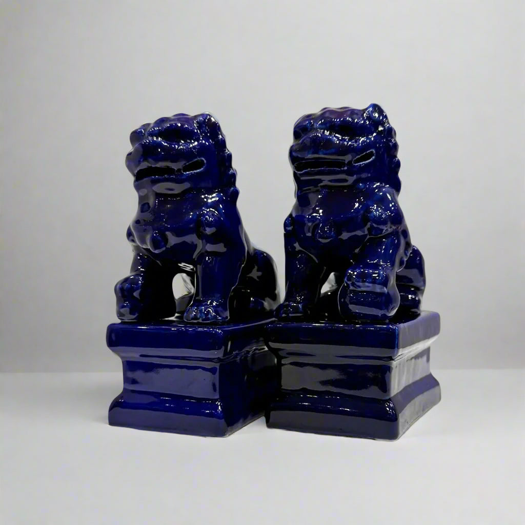 Ceramic Fu Lion Dogs - Pair