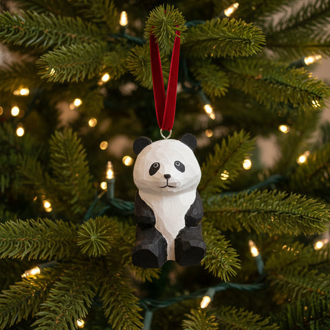 Panda Hand Carved Wooden Ornament