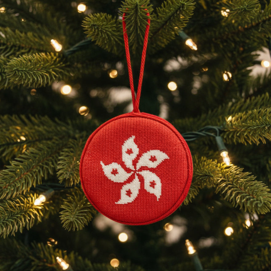 Hong Kong Bauhinia Needlepoint Ornament