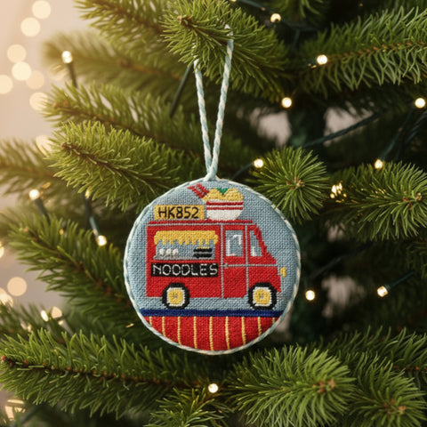 Noodle Truck Needlepoint Ornament