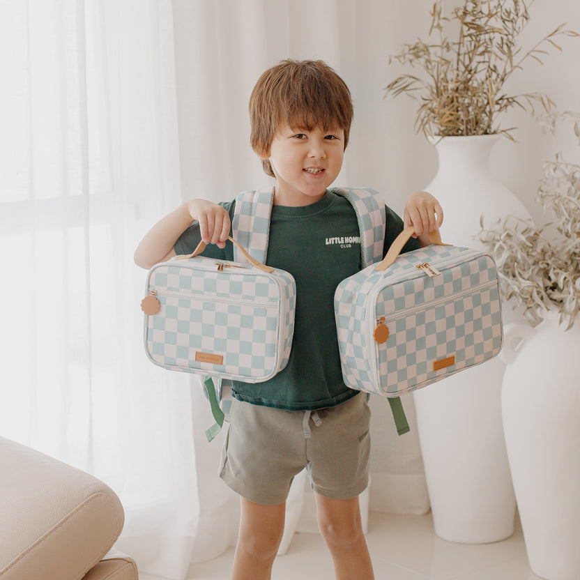 " Sage Check " Large Lunch Bag