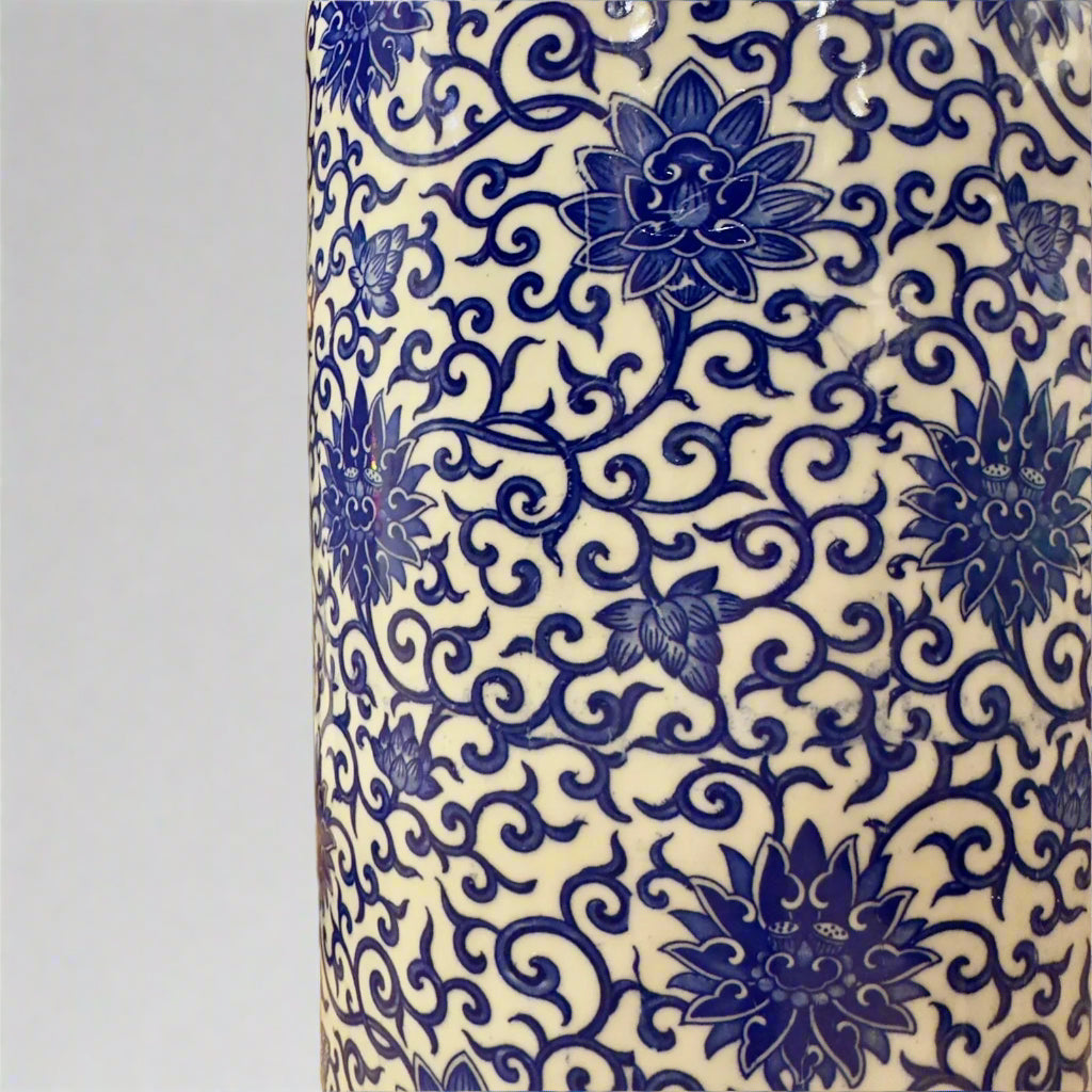 Blue & White Chinoiserie Floral Umbrella Stand