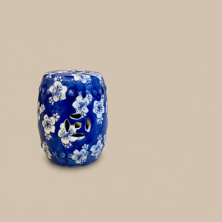 Blue & White Floral Miniature Ceramic Stool