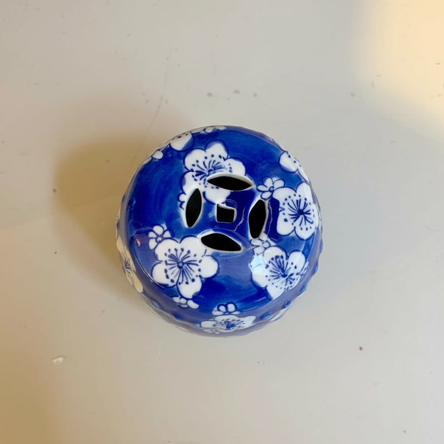 Blue & White Floral Miniature Ceramic Stool