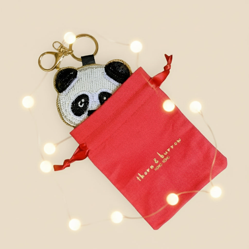 EMBROIDERED Bag Charm : Panda