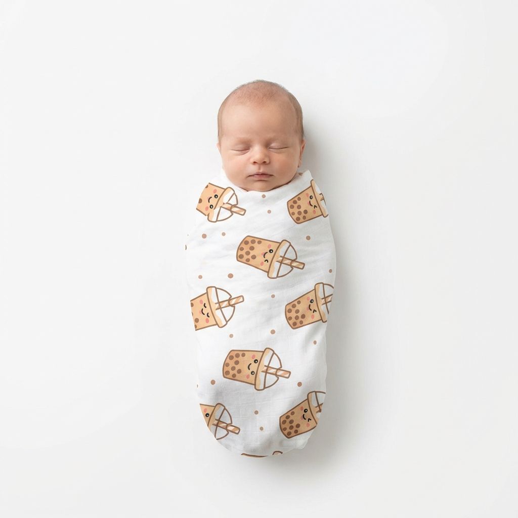 Hong Kong Swaddle Blanket - Bubble Tea