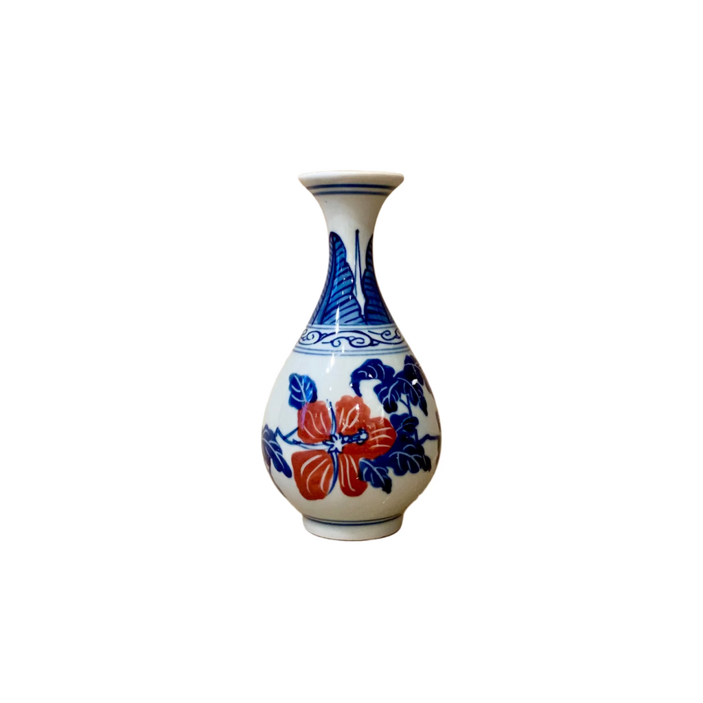 Chinoiserie Blue & White Mini Ceramic Vase