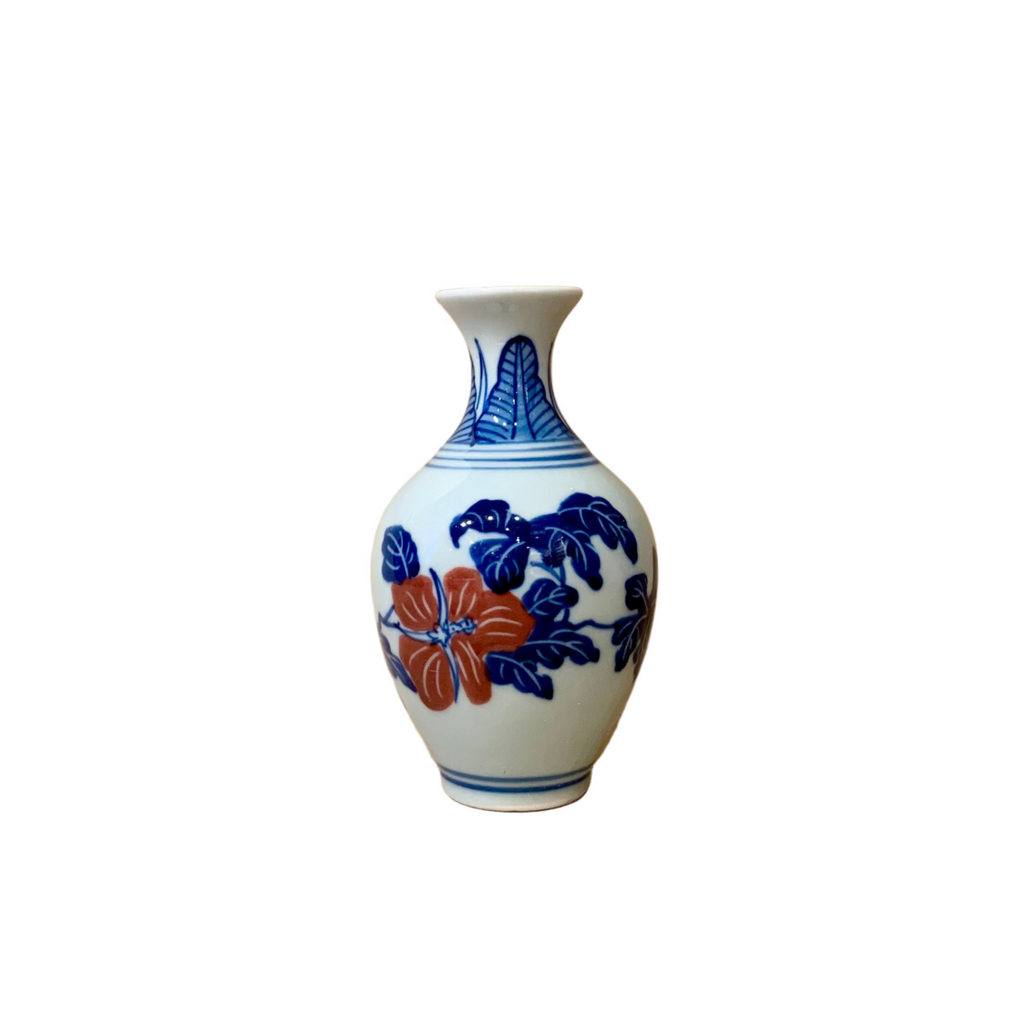 Chinoiserie Blue & White Mini Ceramic Vase