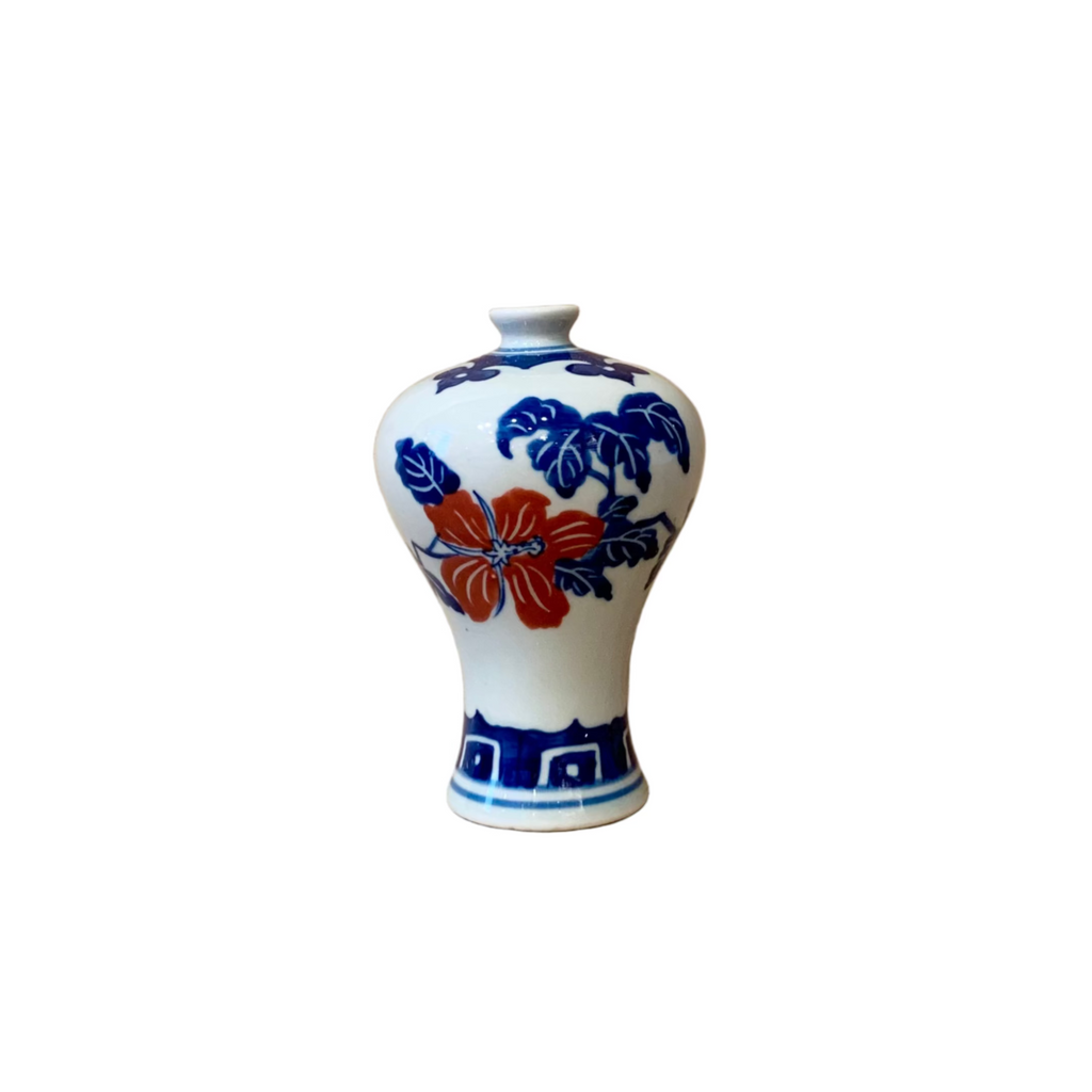 Chinoiserie Blue & White Mini Ceramic Vase
