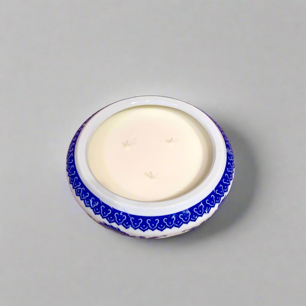 Blue & White Dragon Planter Pot with Candle