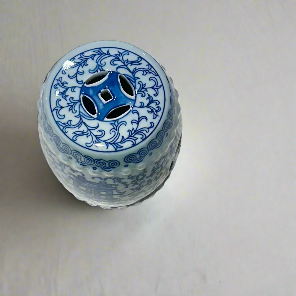 Blue & White Miniature Ceramic Stool