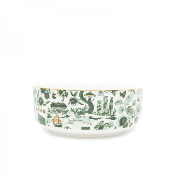 New HK Toile Bowls (Set Of 2) - Green & Gold