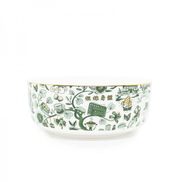 New HK Toile Bowls (Set Of 2) - Green & Gold
