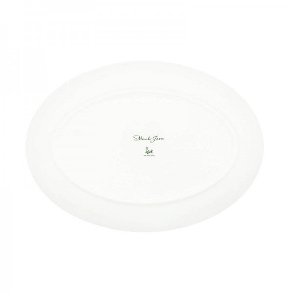 New HK Toile Oval Platter - Green & Gold