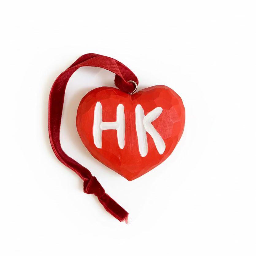 Hong Kong Heart Wooden Ornament