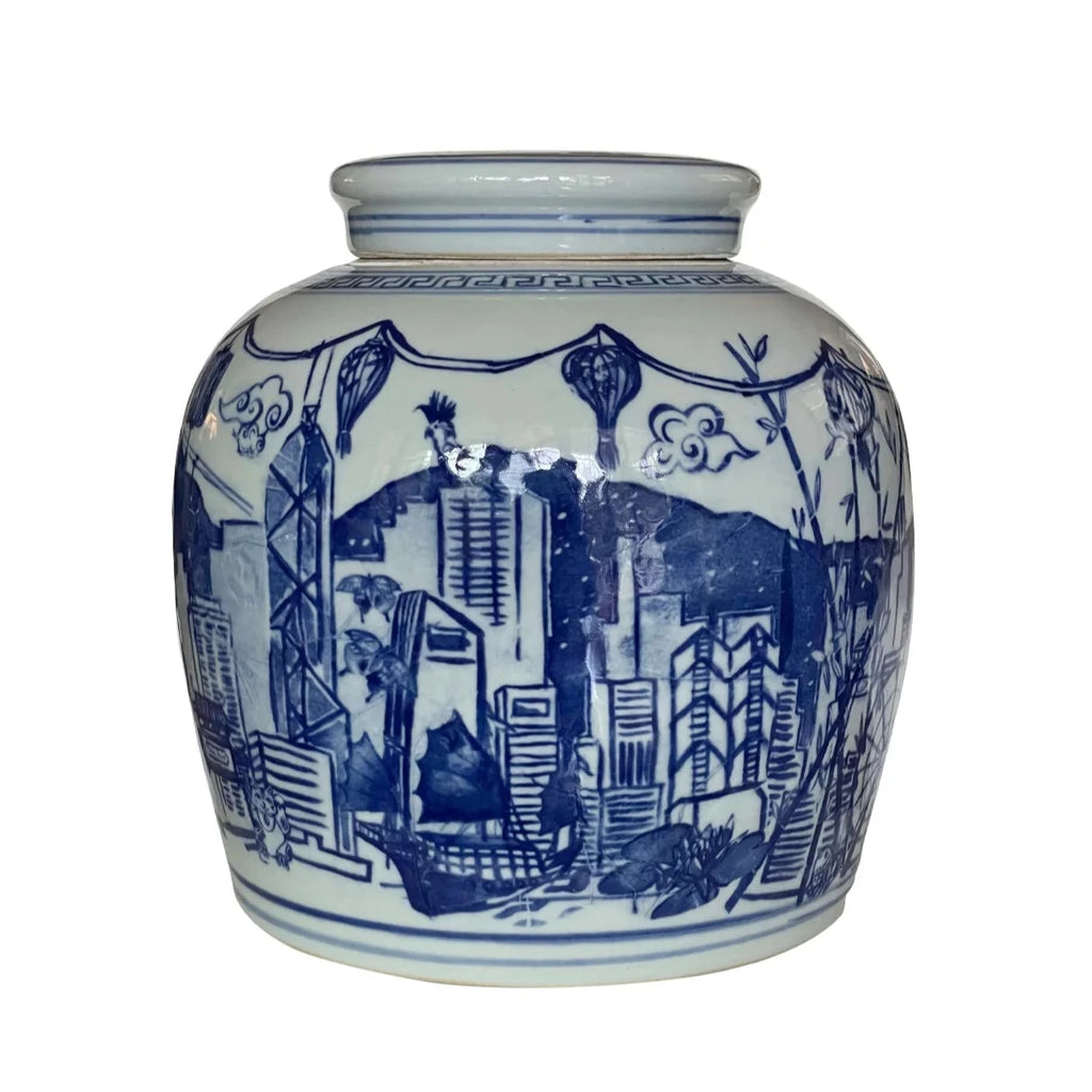 " Hong Kong Homage " Ginger Jar in Imperial Blue - The Ginger Jar Lamp Co.