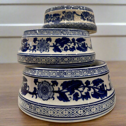 Blue & White Ceramic Pet Bowl