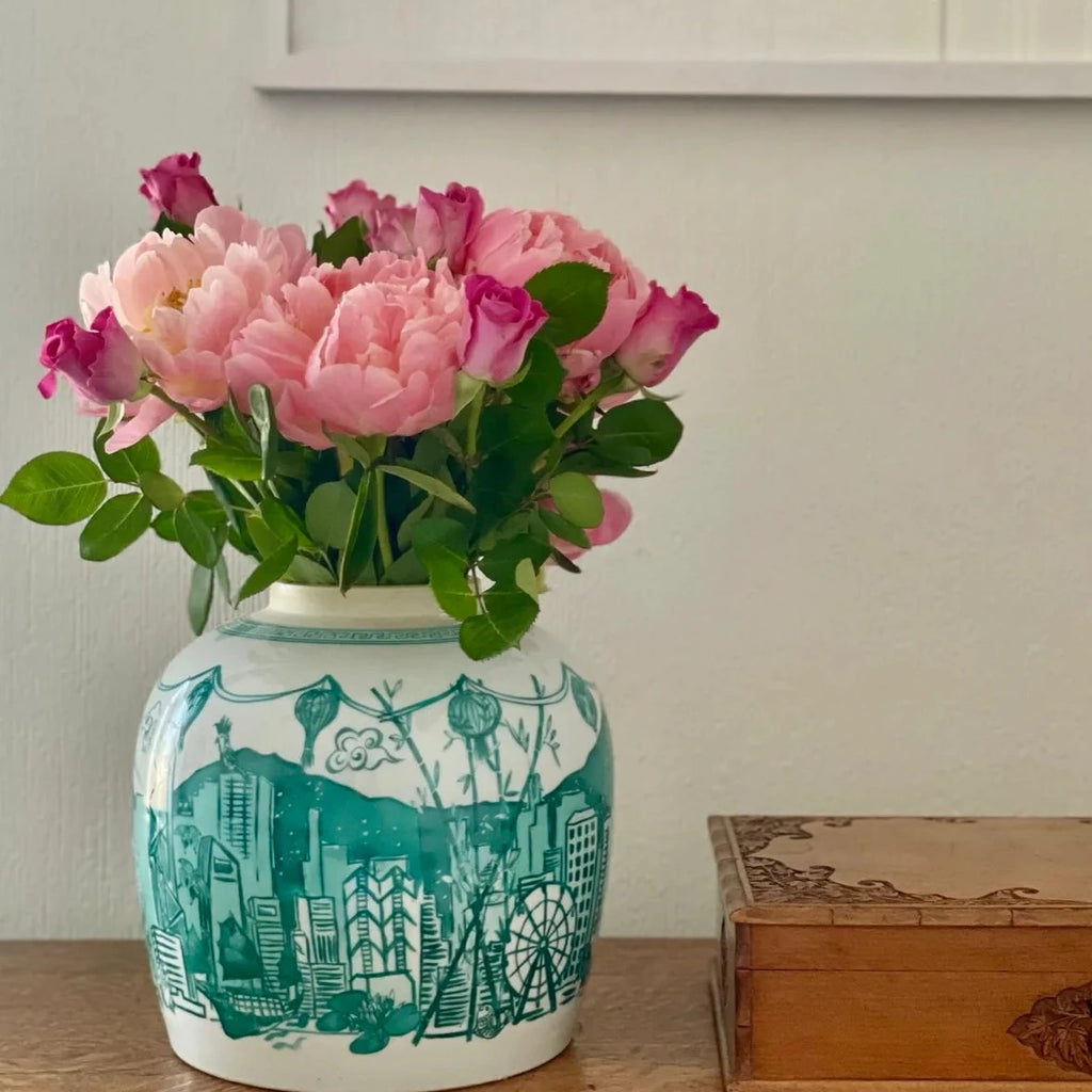 " Hong Kong Homage " Ginger Jar in Jade Green - The Ginger Jar Lamp Co.