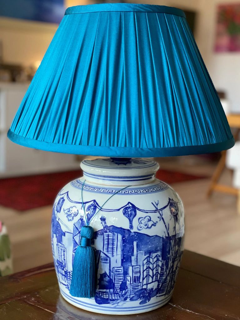 " Hong Kong Homage " Ginger Jar Lamp Base in Imperial Blue - The Ginger Jar Lamp Co.