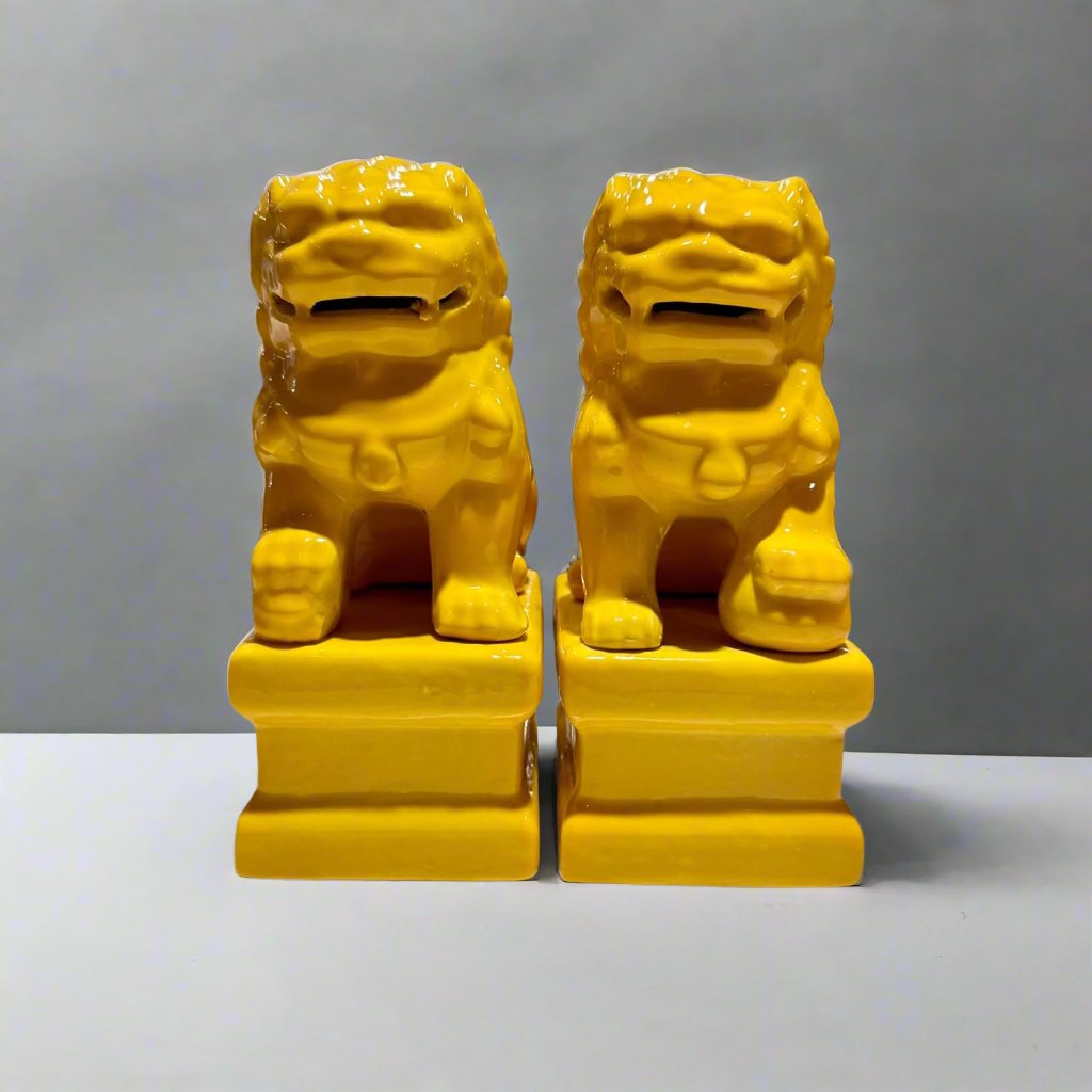 Ceramic Fu Lion Dogs - Pair