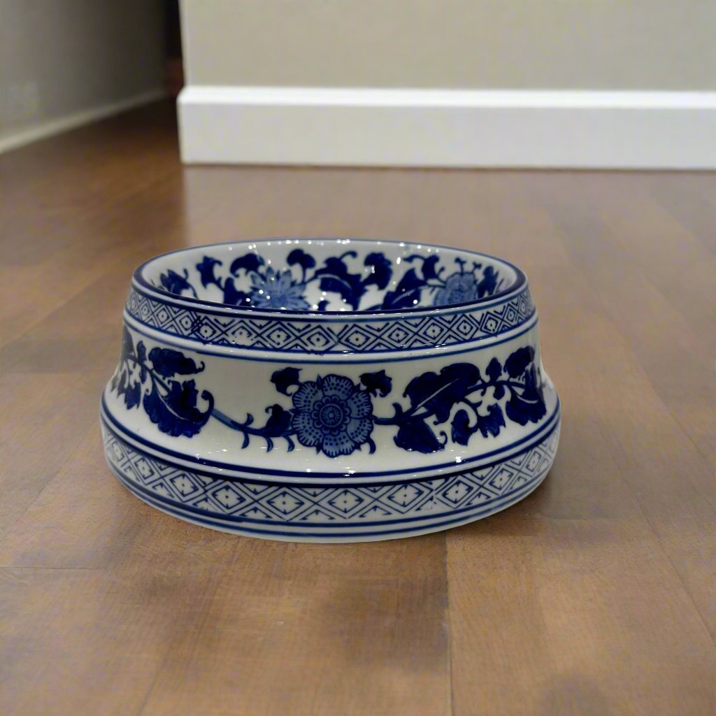 Blue & White Ceramic Pet Bowl