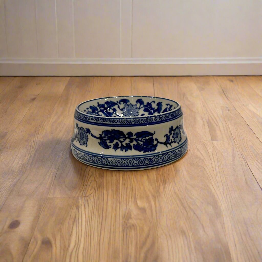 Blue & White Ceramic Pet Bowl