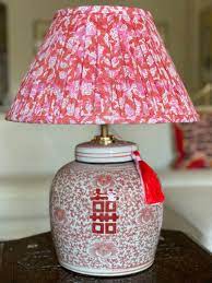 " Double Happiness " Ginger Jar Lamp Base in Coral - The Ginger Jar Lamp Co.
