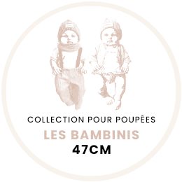 Minikane Yann, Bambinis 47cm doll dressed in his beige herringbone overalls